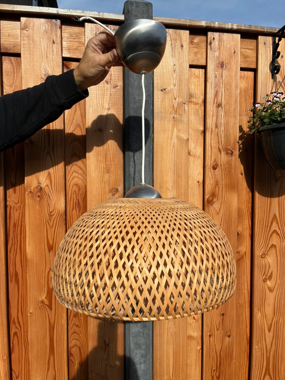 Mooie rotan hanglamp, Ophalen of Verzenden, Zo goed als nieuw