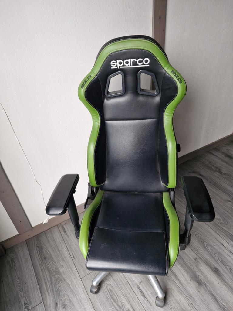 Sparco Gaming Bureaustoel - Zwart/Groen, Huis en Inrichting, Gebruikt, Zwart, Ophalen of Verzenden, Gaming bureaustoel
