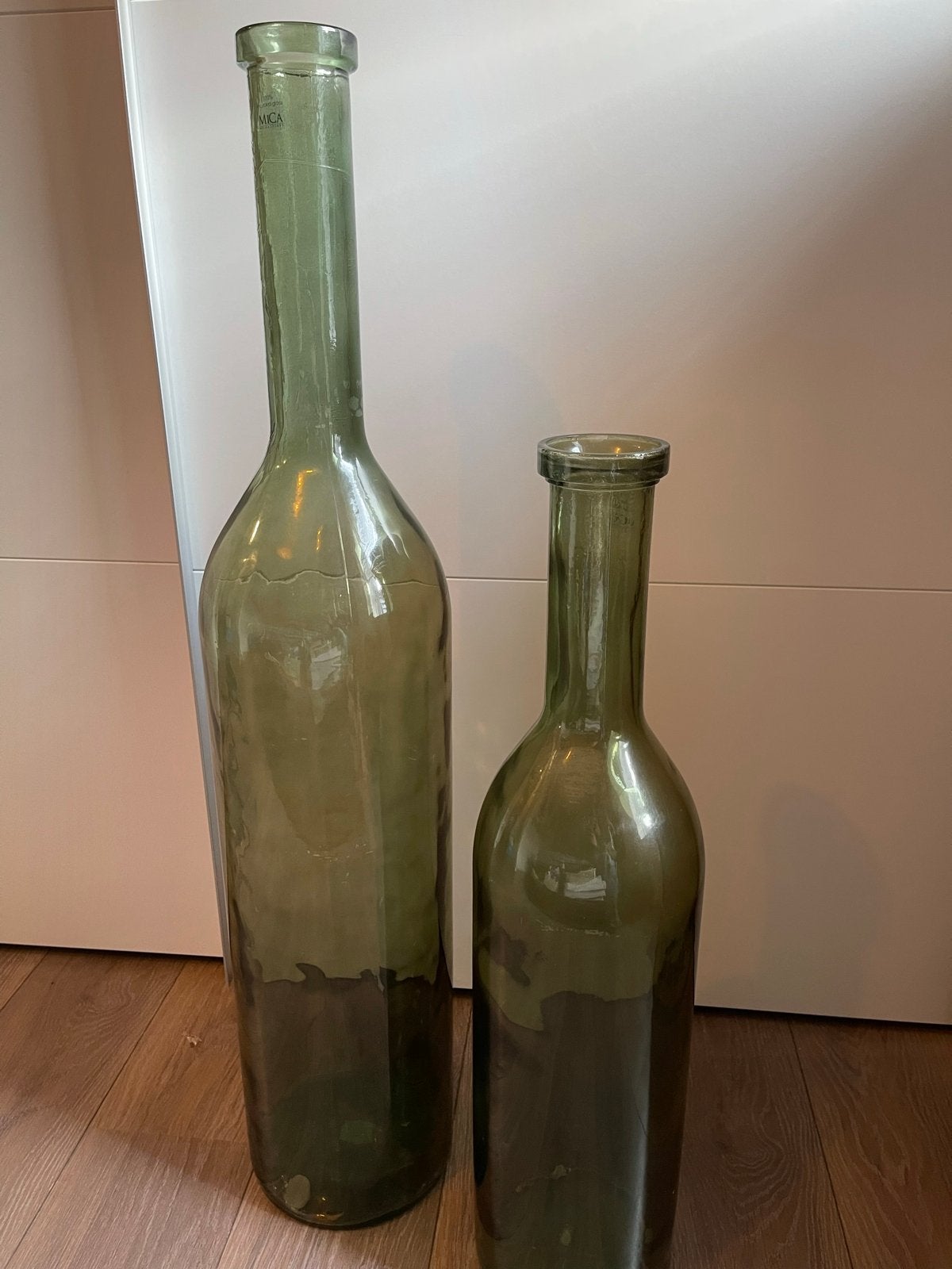 Set van 2 Mica Vazen van Gerecycled Glas - Groen, Antiek en Kunst, Ophalen