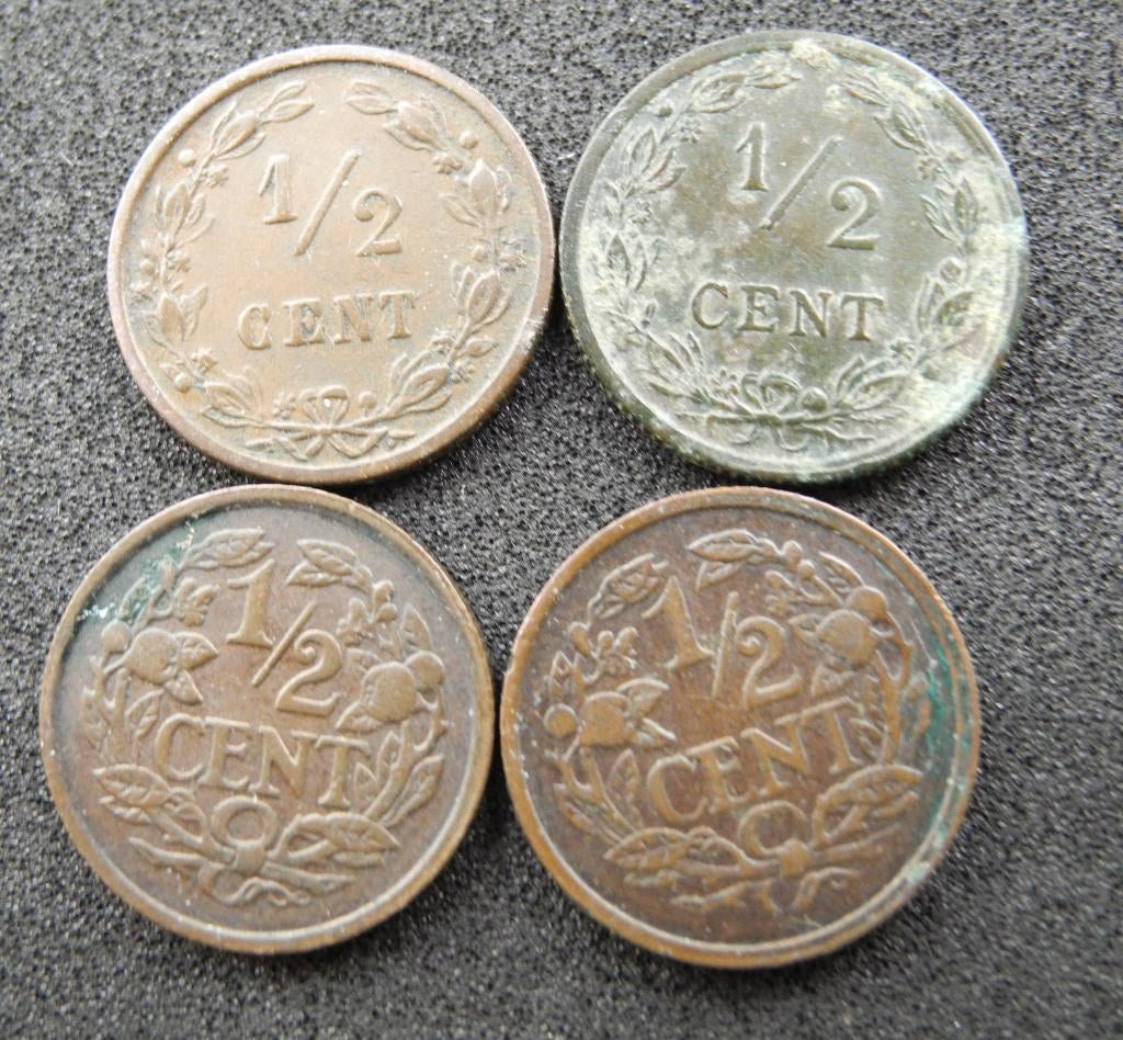 7 halve centen 1884-1903-1930-1936-1937-1940 Willem Wilhelmi, Ophalen of Verzenden, Koning Willem III, 1 cent, Setje