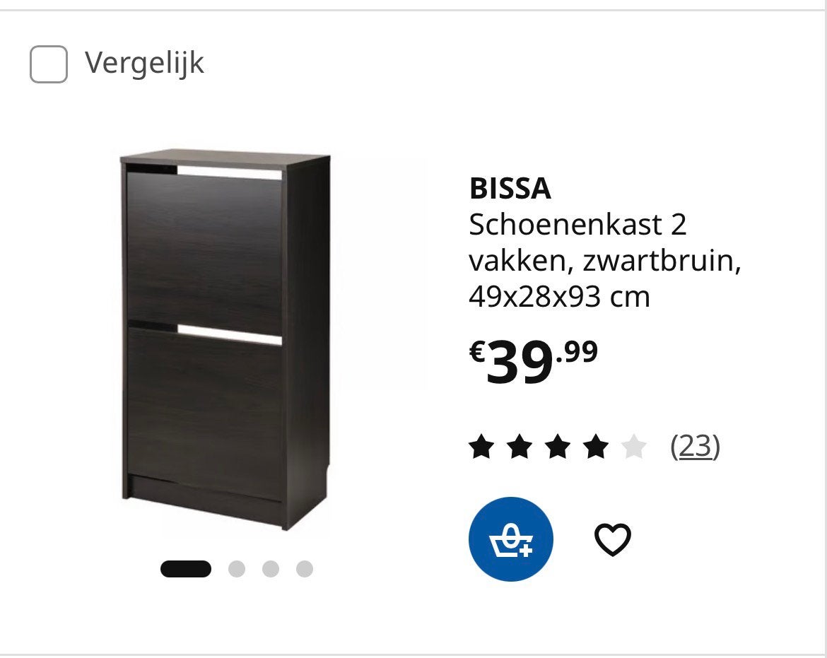 Schoenenkast Ikea donkerbruin, Ophalen, Zo goed als nieuw