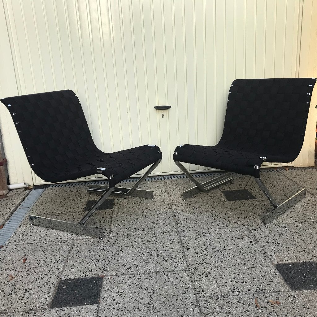 2 Vintage slede fauteuil lounge stoel design, Huis en Inrichting, Fauteuils, Gebruikt, Ophalen of Verzenden, Nvt, Nvt