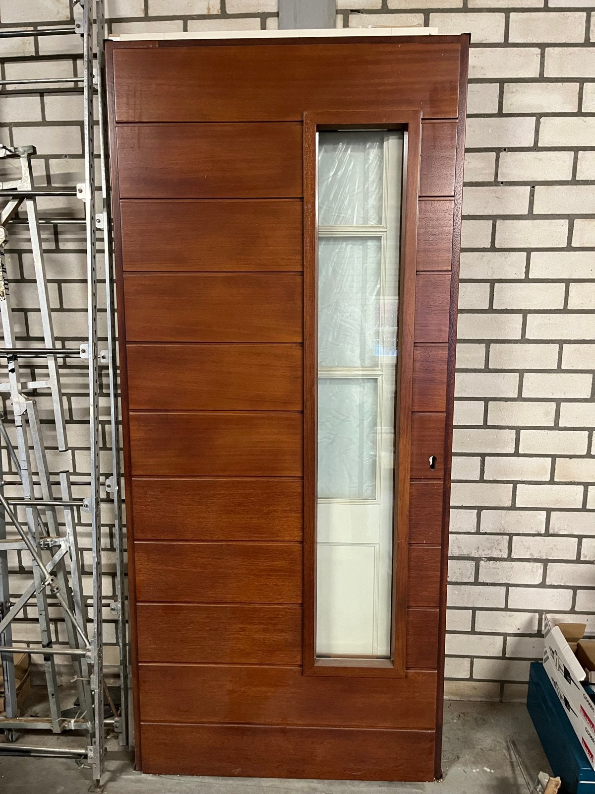 Moderne houten buitendeur met glas, Ophalen, 80 tot 100 cm, 215 cm of meer, Hout