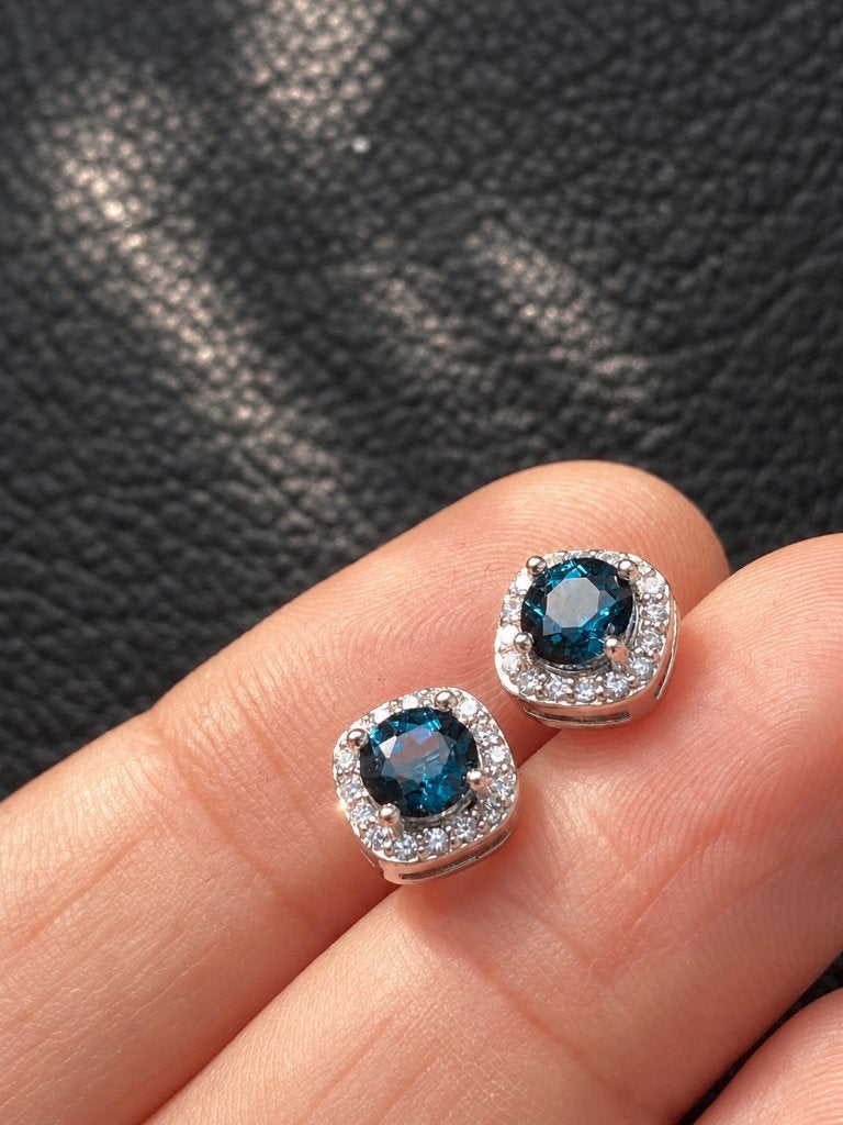 Londenblauwe natuurlijke topaas oorbellen 925 zilver, Blauw, Nieuw, Ophalen of Verzenden, Met edelsteen