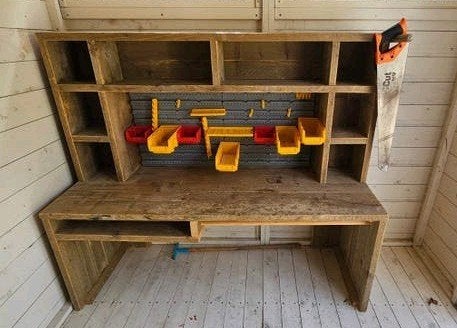 Stevige kinderwerkbank van steigerhout - Gebruikt, Ophalen, Gebruikt
