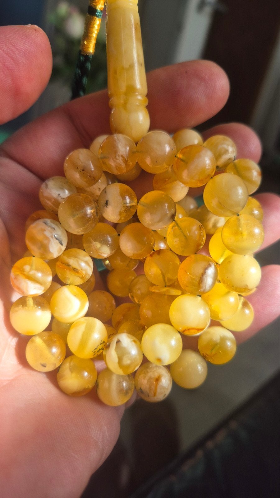 Baltische Amber Barnsteen Tesbih Ketting  10 mm ronde kralen, Ophalen of Verzenden, Overige materialen, Ketting, Met edelsteen