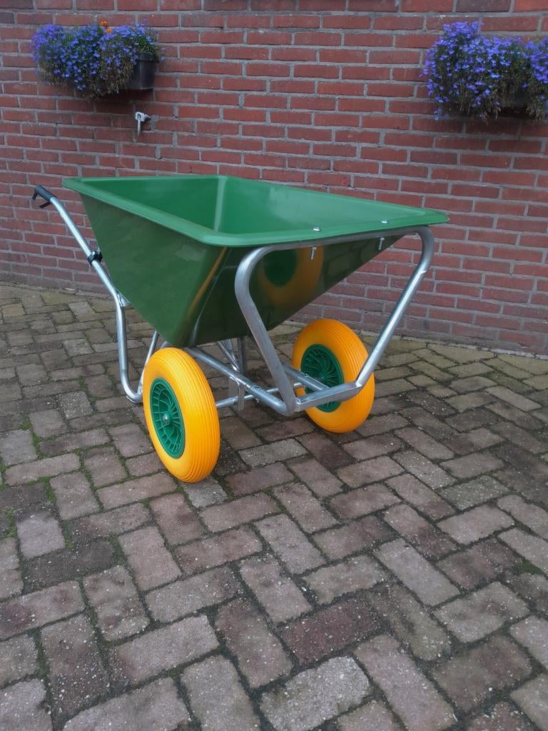 Nieuwe Kruiwagen dubbele wielen 180 liter, Tuin en Terras, Kruiwagens, Ophalen of Verzenden, Nieuw, Handmatig, Tweewielig