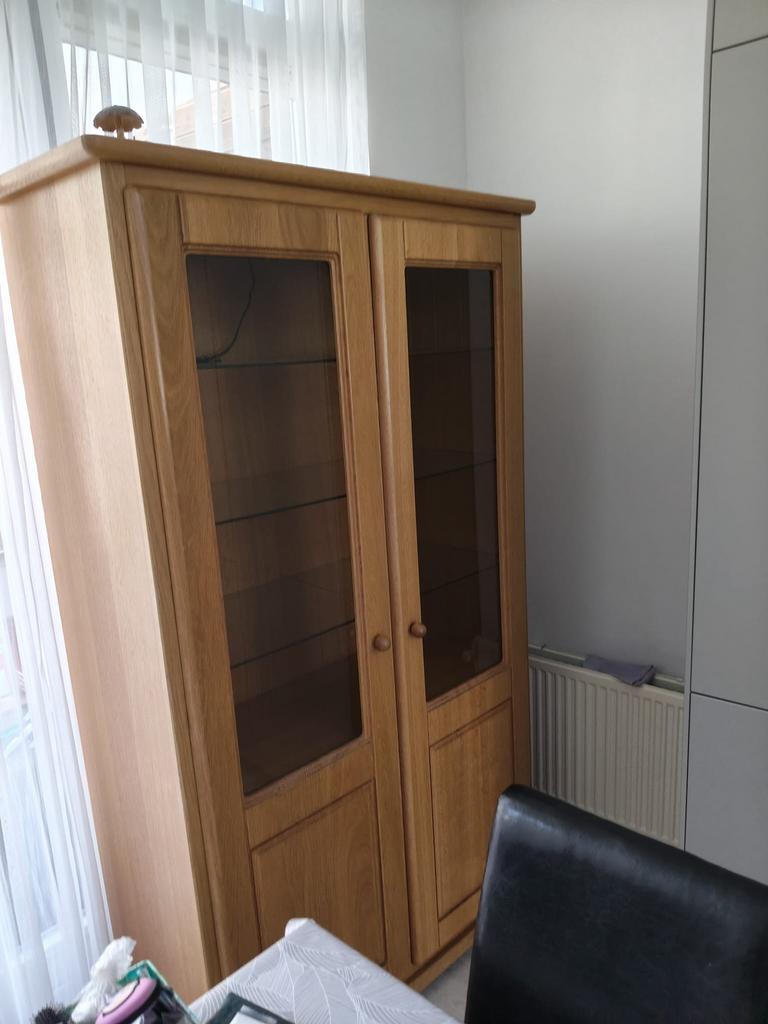 Eiken vitrinekast, Huis en Inrichting, Kasten | Vitrinekasten, Ophalen of Verzenden, Zo goed als nieuw, 25 tot 50 cm, 50 tot 100 cm