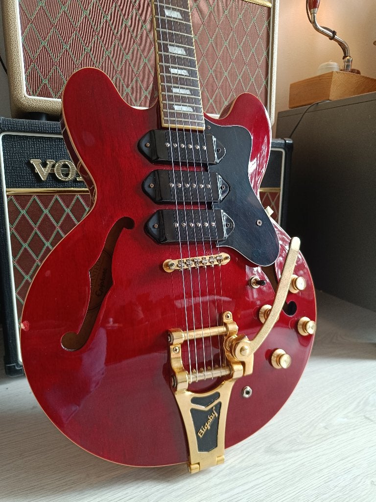 Epiphone Riveira Custom P93, Ophalen of Verzenden, Gebruikt, Semi-solid body, Epiphone
