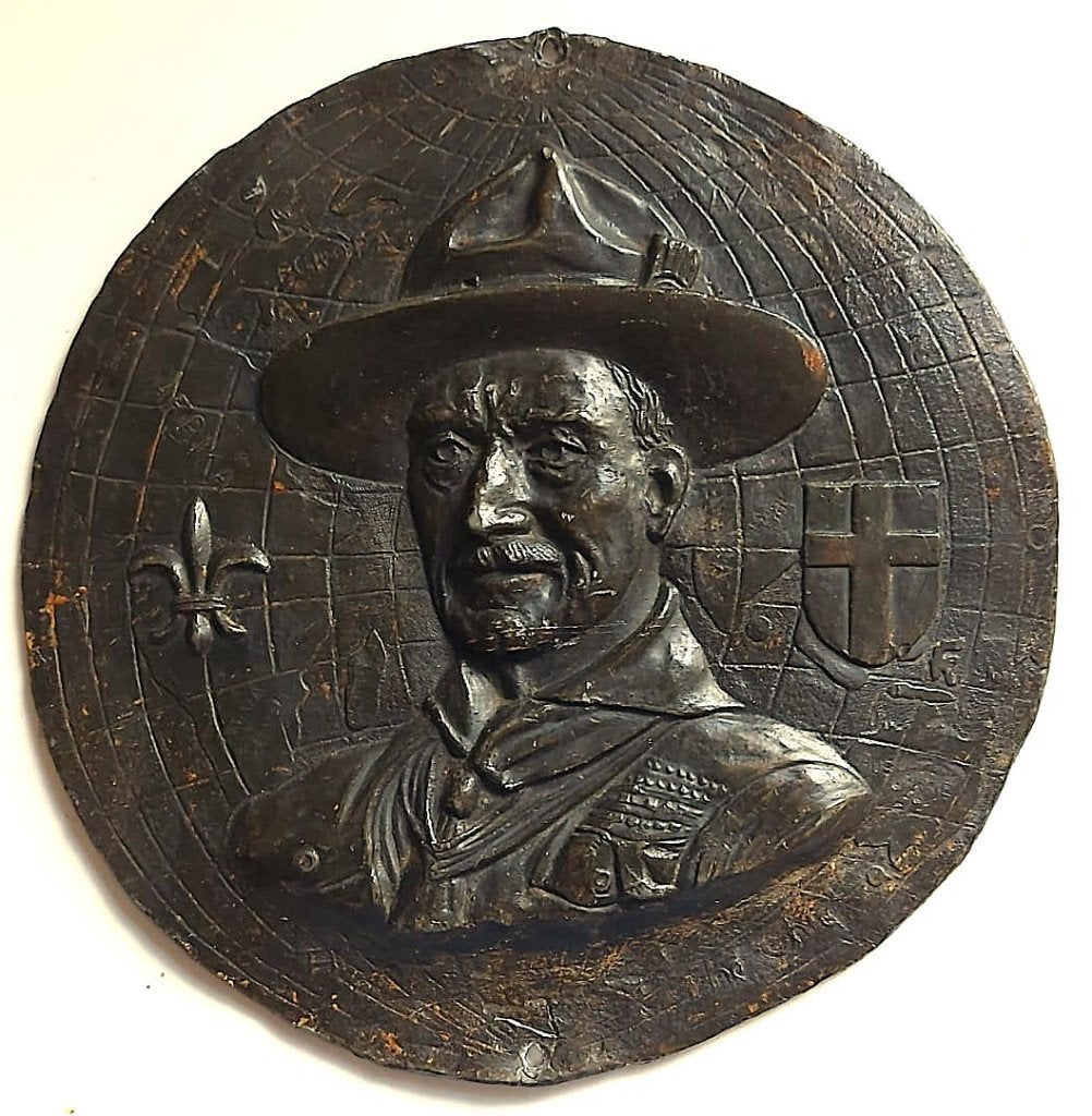 scouting Bronzen wandbord THE CHIEF - Baden-Powell 1937, Ophalen of Verzenden, Gebruikt, Overige typen