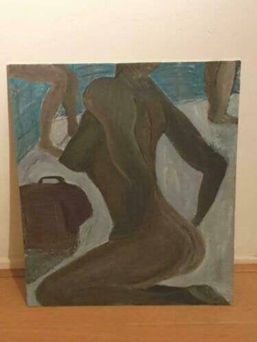 Schilderij naakte vrouw in zwembad of sauna, Ophalen