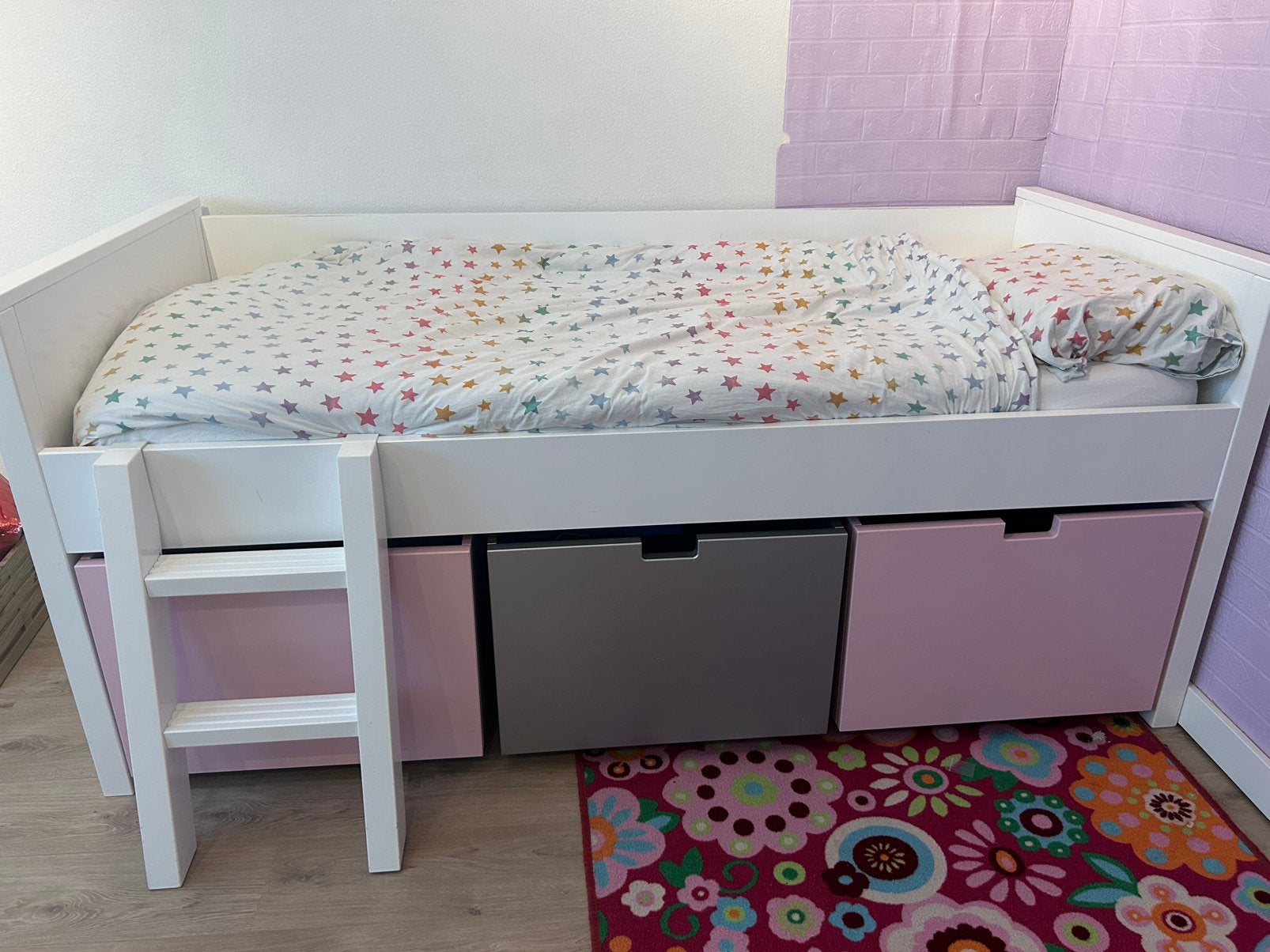 Bopita halfhoogslaper bed met lades, Ophalen, 85 tot 100 cm, Zo goed als nieuw, Matras