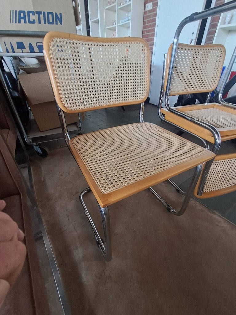 Cesca buisframe stoelen riet rotan set 4  CS27277, Ophalen, Gebruikt, Overige kleuren, Hout