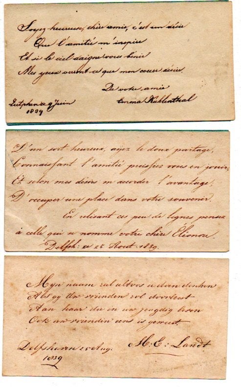 Album amicorum 3 gedichten 1838, Ophalen of Verzenden, Zo goed als nieuw