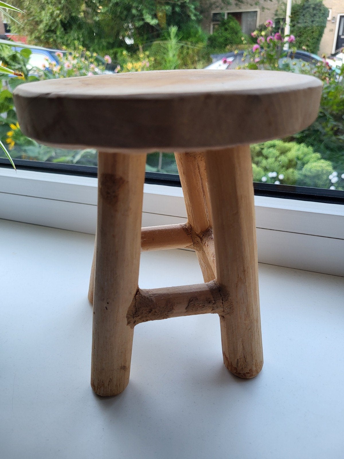 Decoratieve Houten Krukjes - Rustieke Stijl, Huis en Inrichting, Krukjes, Ophalen of Verzenden, Gebruikt, Hout