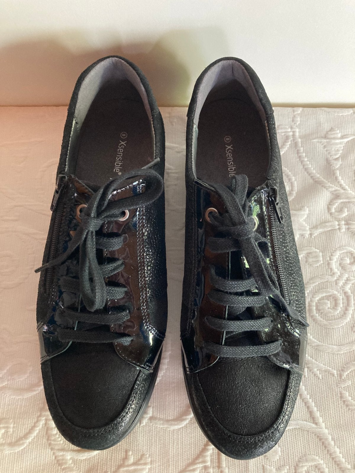 Xsensible lederen comfort sneakers, mt 42 wijdte H, zgan, Zwart, Ophalen of Verzenden, Sneakers of Gympen, Zo goed als nieuw
