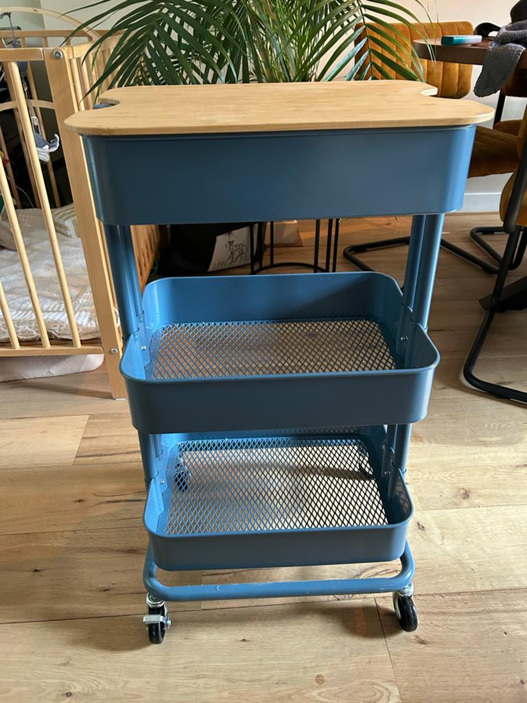 IKEA RÅSKOG trolley met bamboe snijplank/bovenblad, Ophalen, Zo goed als nieuw