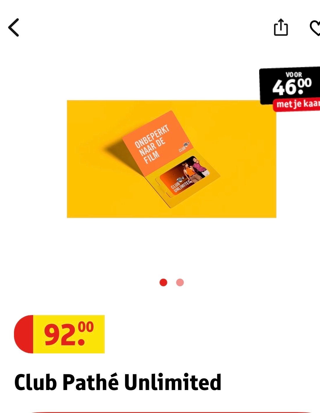 Pathé  unlimited 4 mnf, Eén persoon, Vrijkaartje alle films
