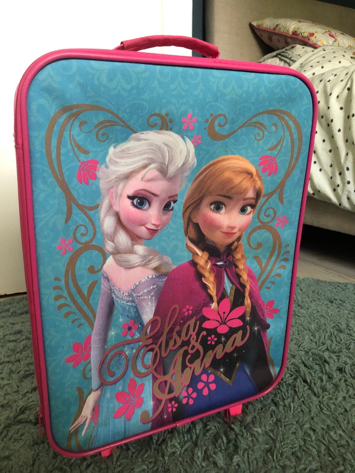 Disney Frozen kinderkoffer met Elsa & Anna - Roze, 40 tot 60 cm, Gebruikt, 20 tot 30 cm, Ophalen of Verzenden