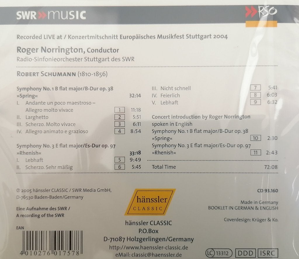 NIEUW 2x Schumann: Symphonies / Norrington, Inclusief doosje, Ophalen of Verzenden, Romantiek, Orkest of Ballet