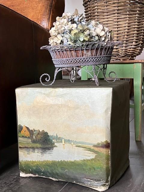 Footstool schilderij vintage, Ophalen of Verzenden