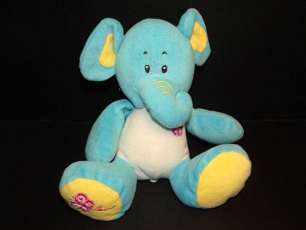 TOI TOYS OLIFANT VELOURS BLAUW/WIT LIJFJE MET GELE, Verzenden, Nieuw, Overige typen