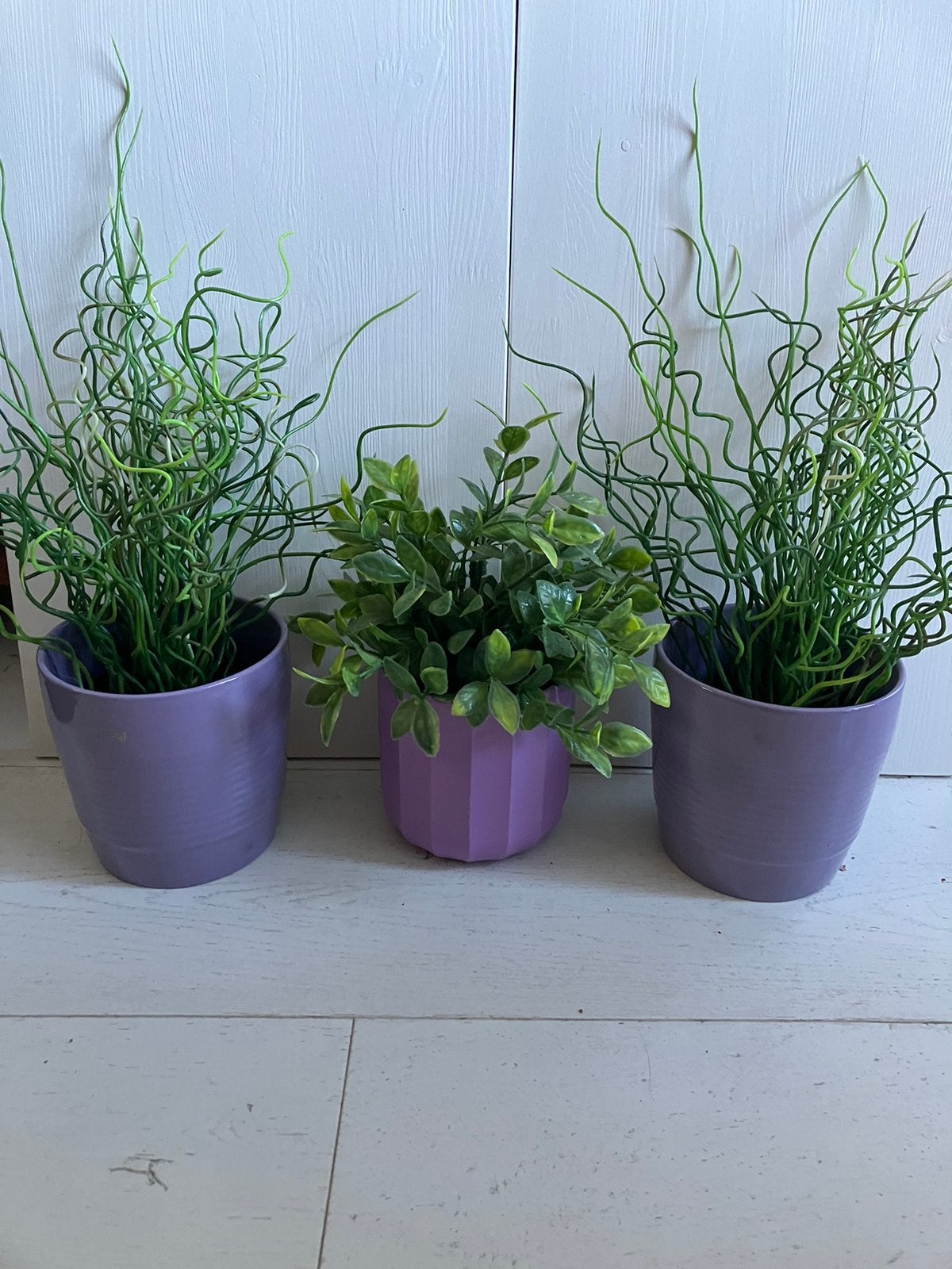 Set van 3 paars lila planten potjes met kunstplanten mooi, Ophalen of Verzenden