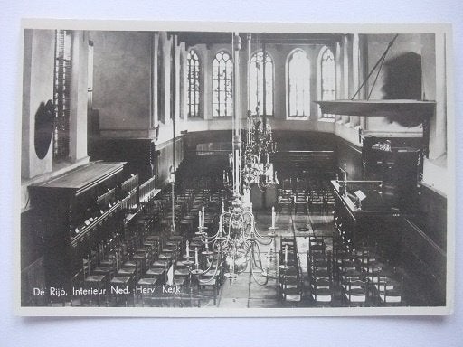 Q15 De Rijp - interieur Ned. Herv. Kerk - 1949, Ophalen of Verzenden, 1940 tot 1960, Ongelopen, Noord-Holland