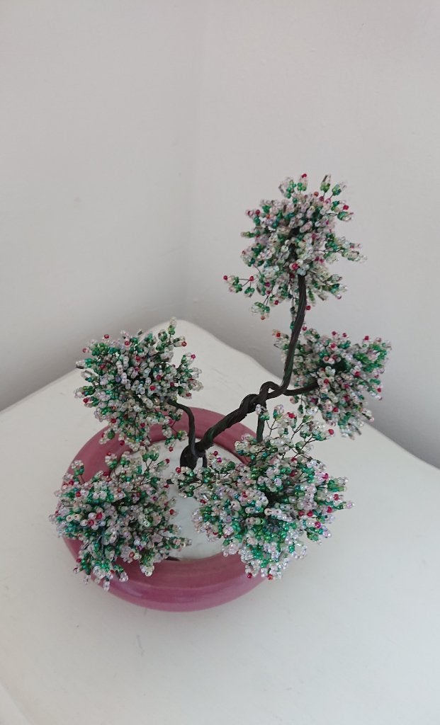 2 verschillende bonsai boompjes van glaskralen, Ophalen of Verzenden, Zo goed als nieuw