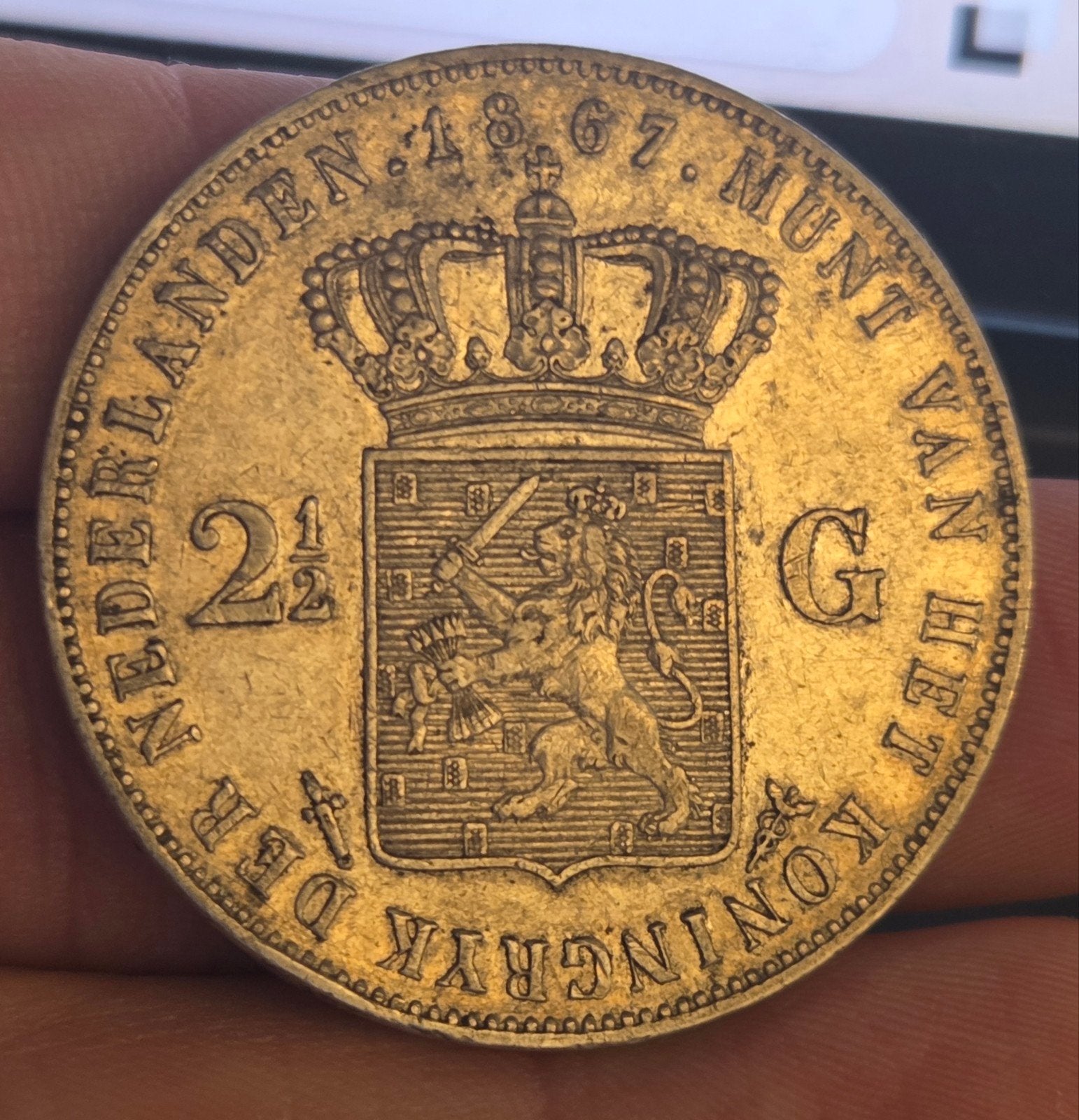 Rijksdaalder / 2.5 Gulden 1867 Willem 3, Koning Willem III, Zilver, Ophalen of Verzenden, Losse munt