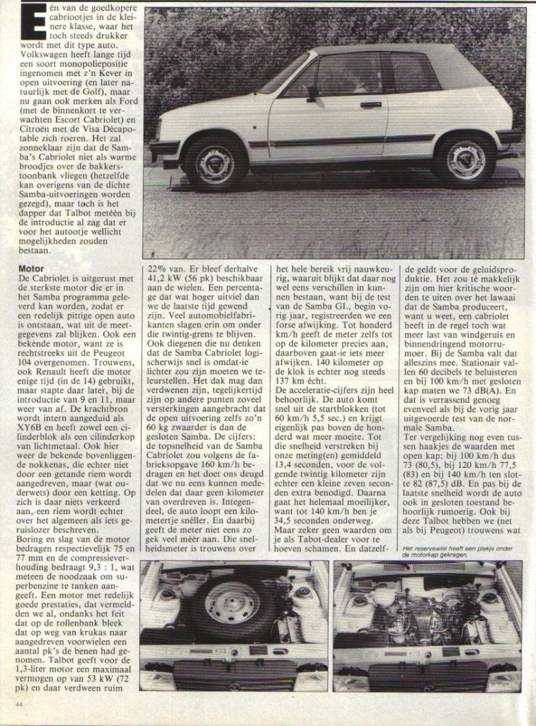 Autovisie test Talbot Samba Cabriolet Juni 1983, Boeken, Auto's | Folders en Tijdschriften, Ophalen of Verzenden, Gelezen, Overige merken