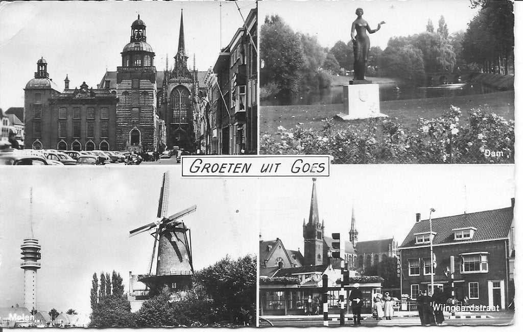 Oude ansichtkaart Groeten uit Goes - Zeeland, Ophalen of Verzenden, 1940 tot 1960, Gelopen, Zeeland