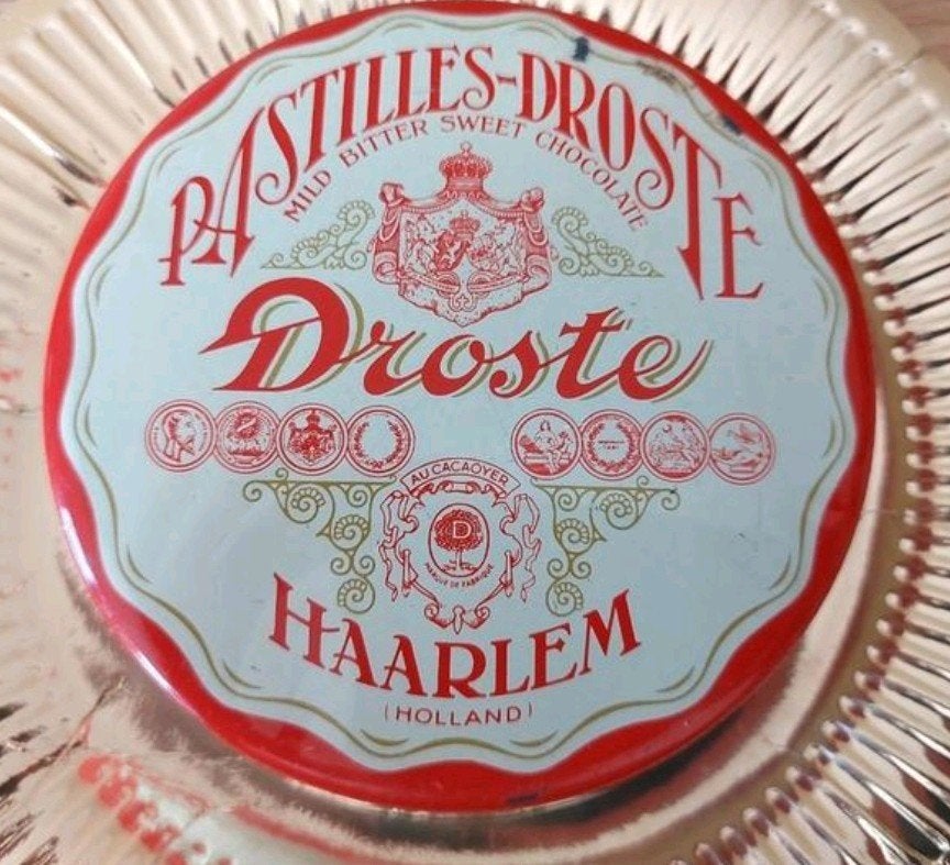 Vintage Rood/Wit Droste Pastilles blikje Haarlem Holland, Verzamelen, Blikken, Verzenden, Gebruikt, Overige, Droste