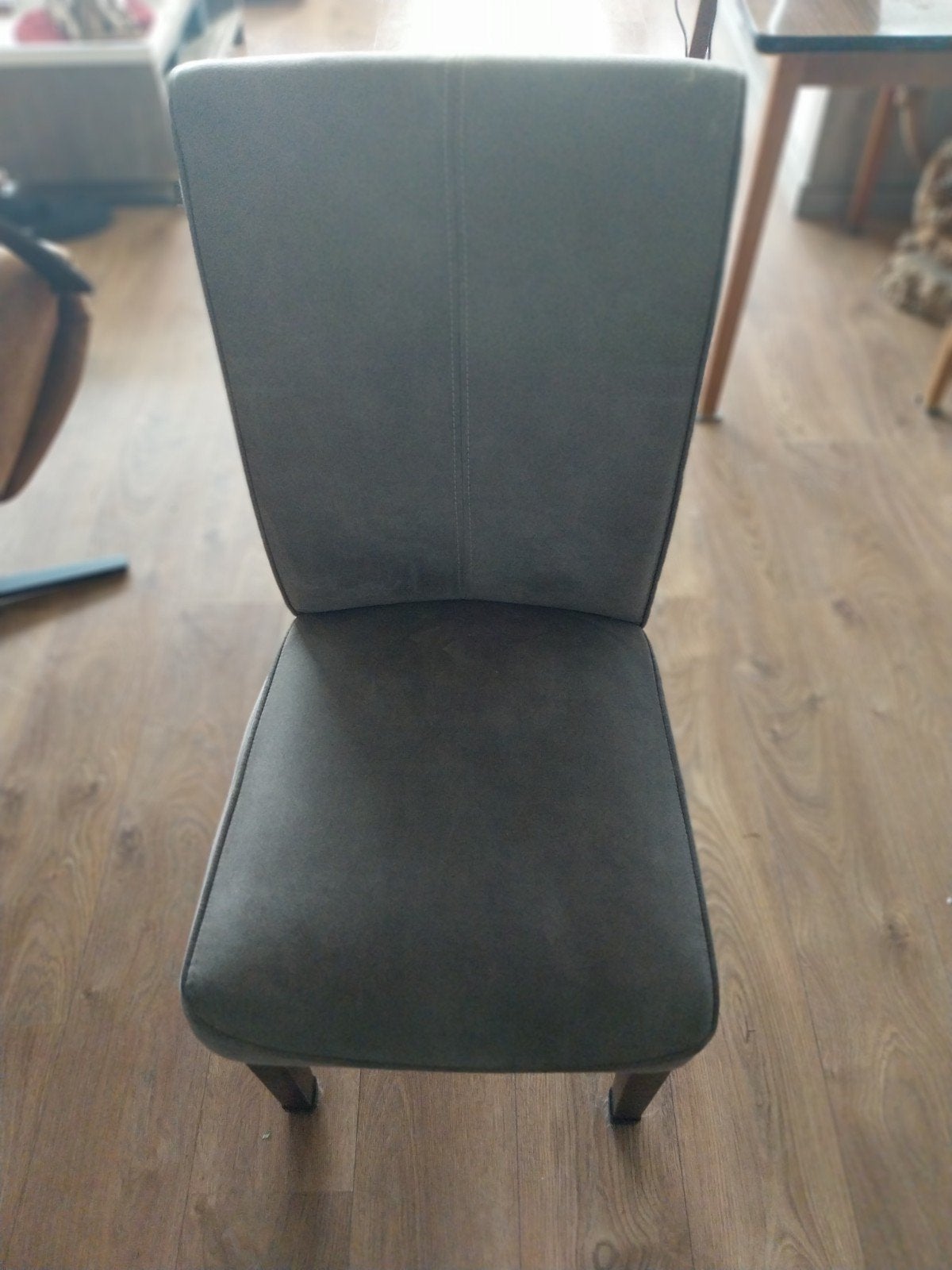 6 taupe stoelen met zeer nette tafel 2.00x1.00m, Ophalen of Verzenden