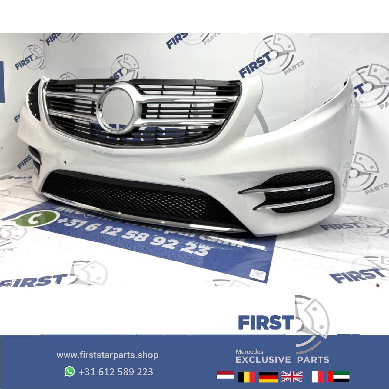 W447 VITO / V KLASSE AMG VOORBUMPER COMPLEET WIT ORIGINEEL 2, Gebruikt, -, Voor, Ophalen of Verzenden