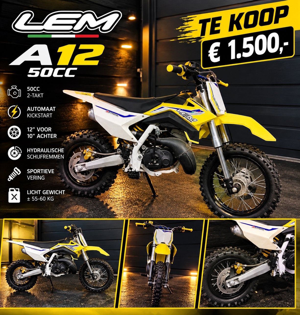 LEM A12 49cc (nieuw !!)Crossmotor - Krachtig en Compact, Overige merken, 0 versnellingen, Nieuw, 49 cc