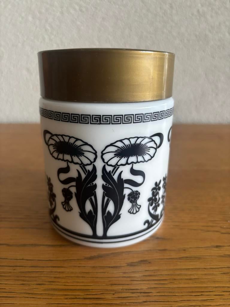 Douwe Egberts voorraadpot - opalineglas, Ophalen of Verzenden