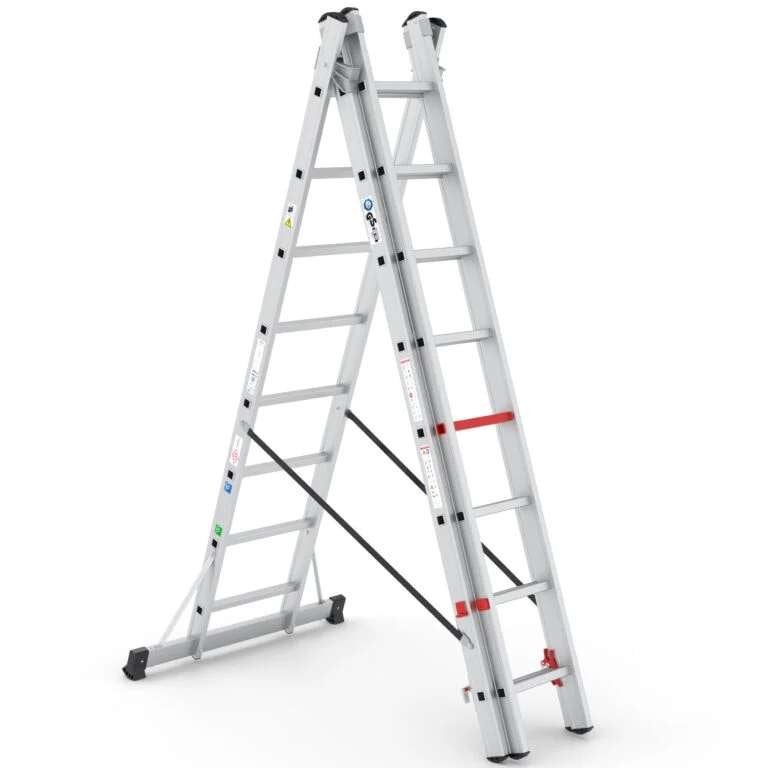 3 delige aluminium ladder  3x 9 sporten. Verlaagd in prijs., Ophalen, Gebruikt, Ladder, Opvouwbaar of Inschuifbaar