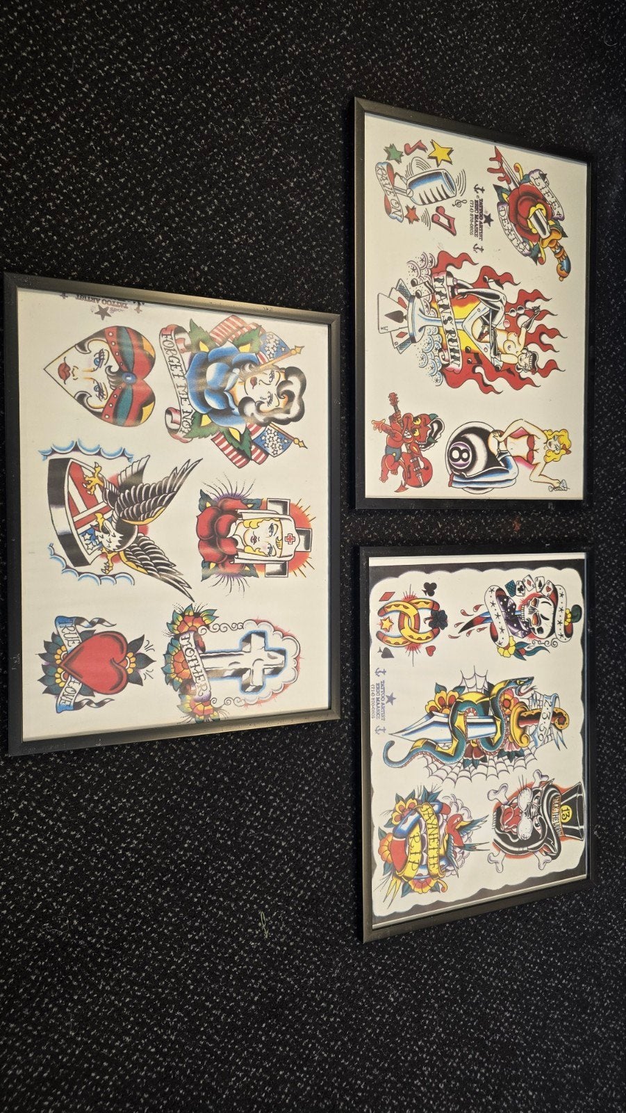 3 tattoo flash sheets in lijst, Ophalen of Verzenden