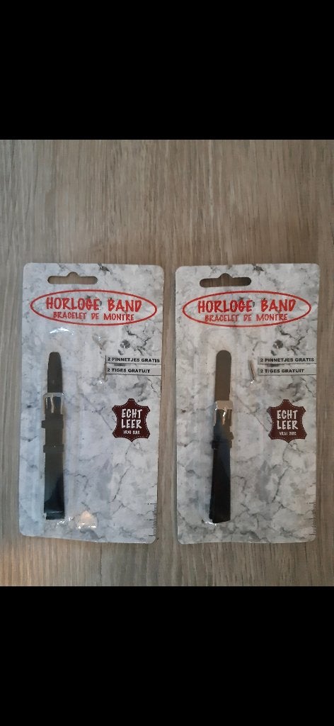 Horloge bandje 2 keer in het leer, Overige merken, Overige materialen, Leer, Polshorloge