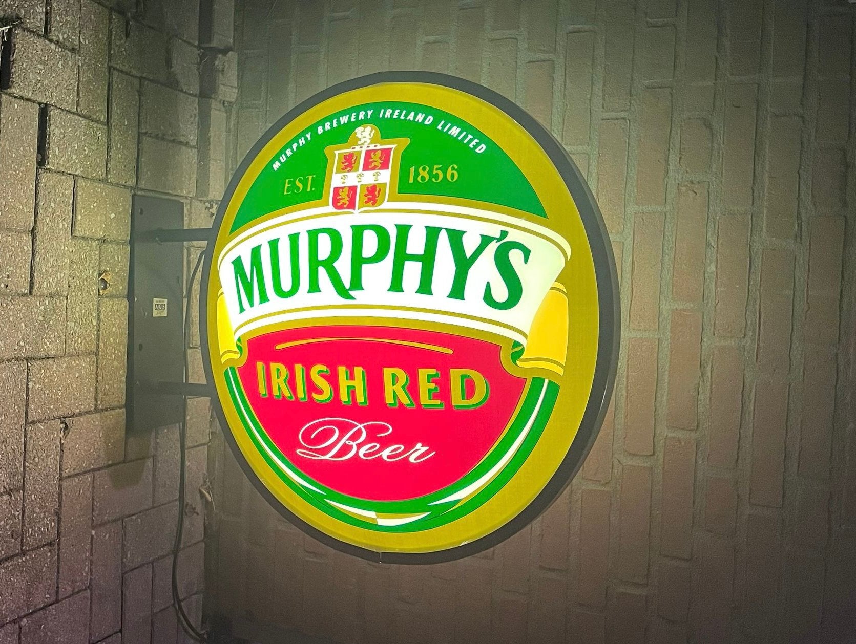 Originele vintage Murphy’s Irish Red Beer lichtbak jaren ’90, Verzamelen, Ophalen, Reclamebord, Plaat of Schild, Overige merken