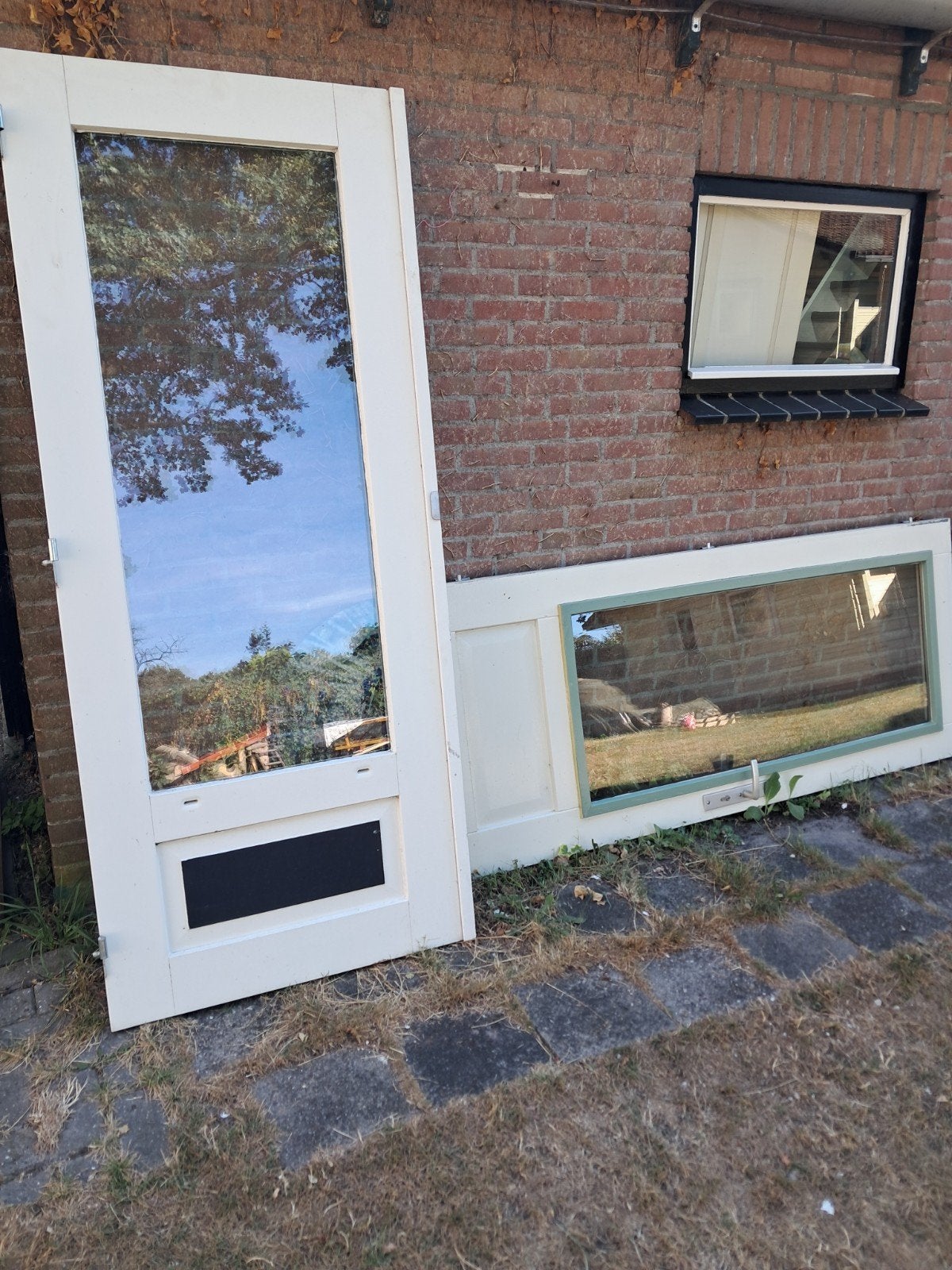 Houten tuindeuren met glas, Ophalen, Gebruikt, 80 tot 100 cm, Buitendeur