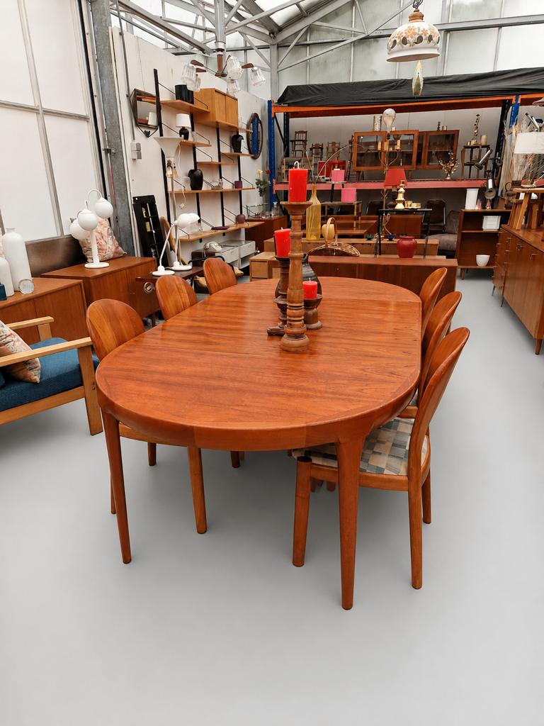 Vintage ronde uitschuiftafel van Kofod Larsen, 120cm, Ophalen, ., ., Vier personen