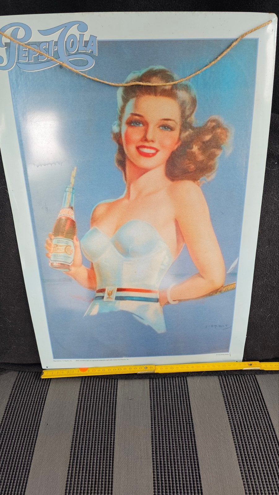 Vintage Pepsi-Cola Reclamebord Pin-up Girl, Ophalen, Reclamebord