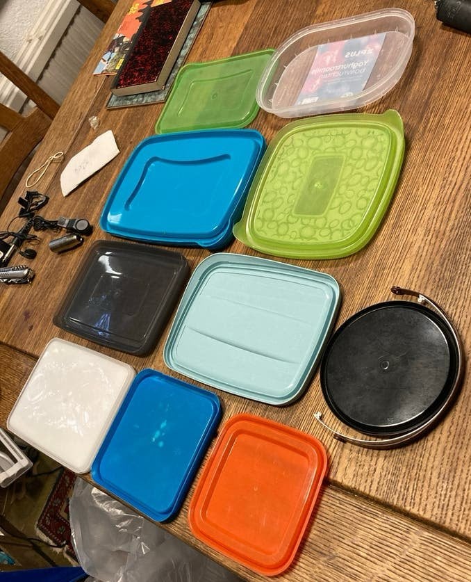 Diverse plastic deksels voor voorraadpotten, Kunststof, Ophalen of Verzenden, Meerkleurig, Overige typen