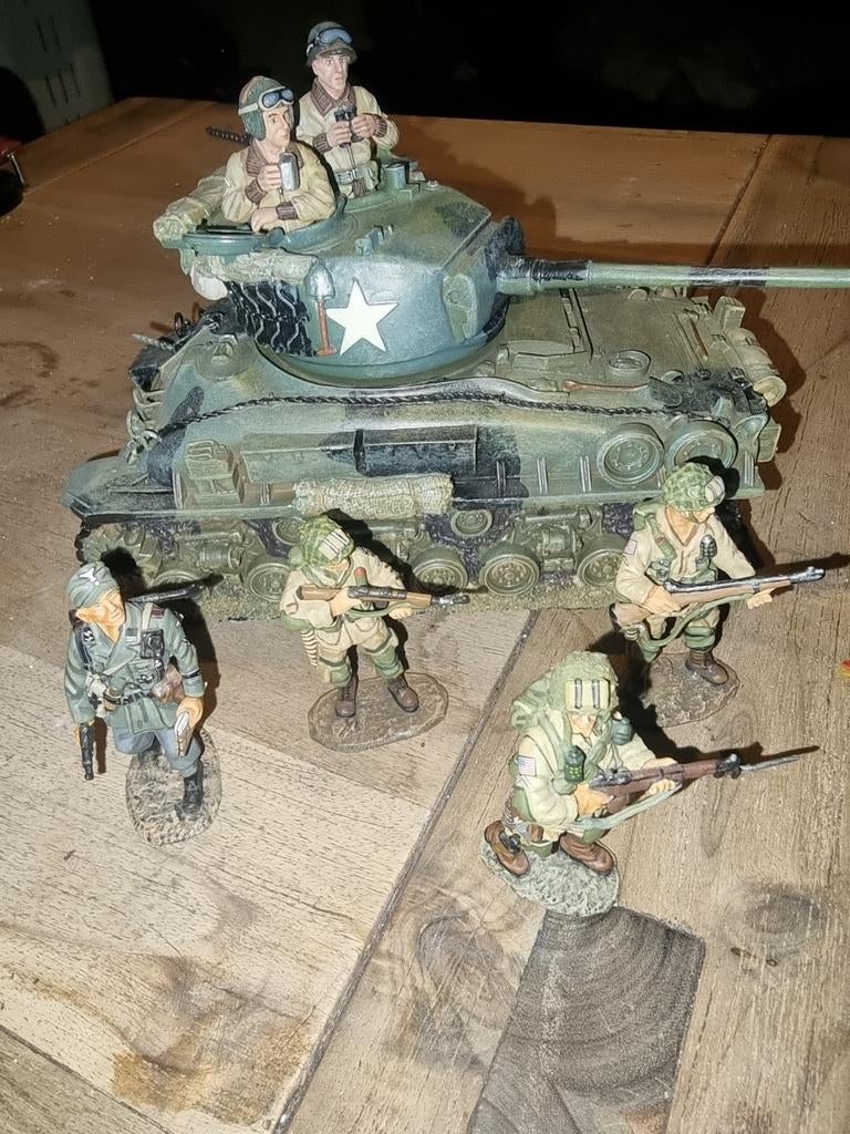 King & Country Tank met Amerikaanse en Duitse Soldaten, Ophalen of Verzenden