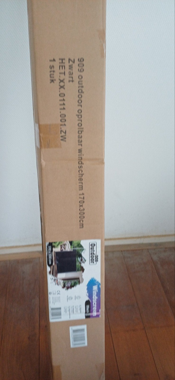 Zwart oprolbaar windscherm 170 x 300, Ophalen of Verzenden, Nieuw