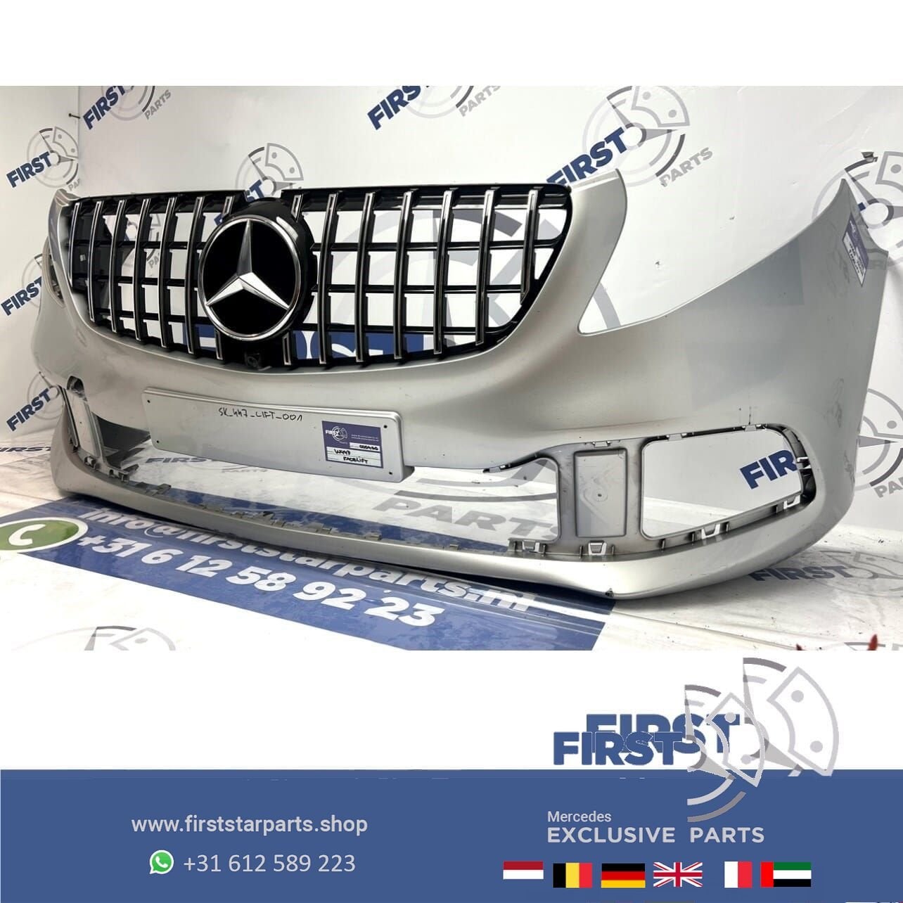 W447 V KLASSE FACELIFT VOORBUMPER + GT GRIL GRIJS ORIGINEEL, Gebruikt, -, Voor, Ophalen of Verzenden
