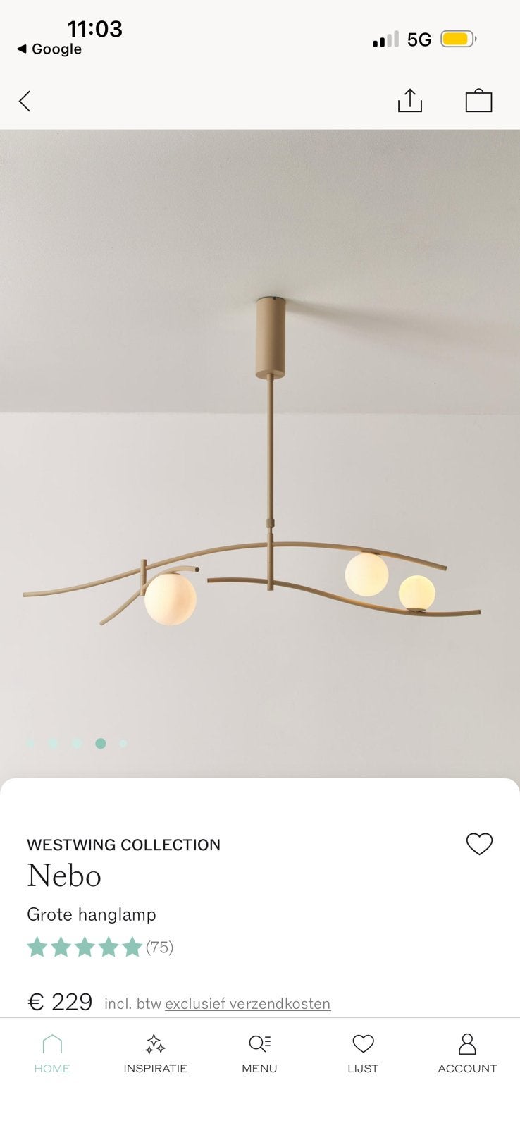Nieuwe Hanglamp Nebo van Westwing, Ophalen, Nieuw
