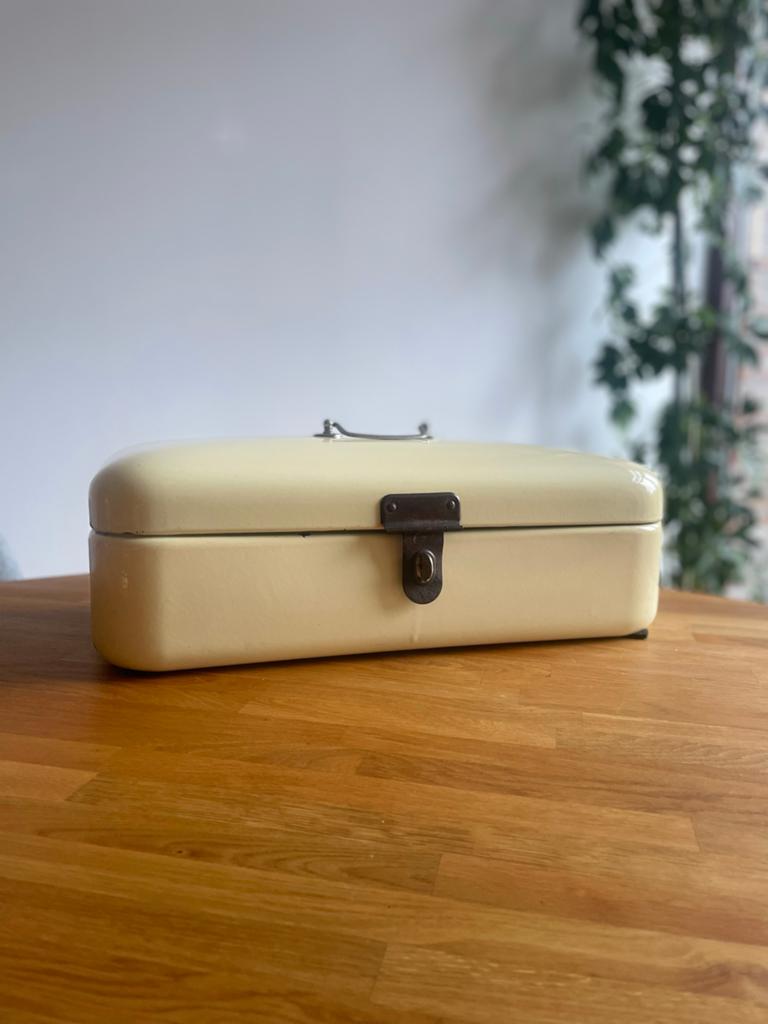 Vintage Broodtrommel Pastel Geel - Jaren '50/'60 Stijl, Ophalen of Verzenden